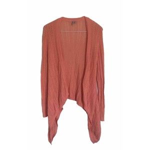 Caslon open front Waterfall Crochet Orange cardigan Small